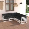 vidaXL 5 pcs conjunto lounge de jardim c/ almofad&otilde;es pinho maci&ccedil;o
