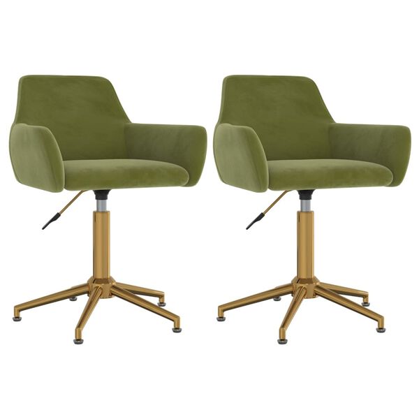 vidaXL Cadeiras de jantar girat&oacute;rias 2 pcs veludo verde-claro
