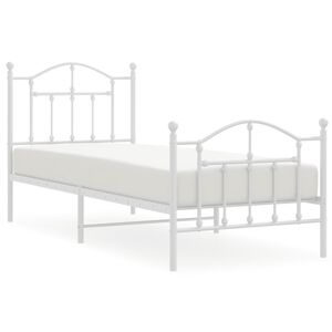 vidaXL Estrutura de cama com cabeceira e p&eacute;s 90x190 cm metal branco