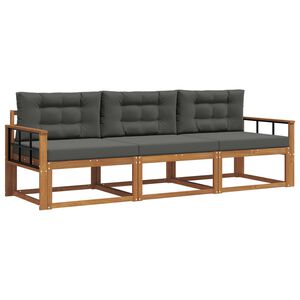 vidaXL Conjunto de Sof&aacute;s para Exterior 3 pcs Natural e Antracite