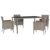 vidaXL 5 pcs conjunto de jantar p/ jardim c/ almofad&otilde;es vime PE cinza