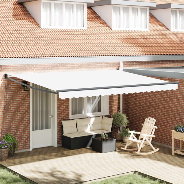 vidaXL Toldo Manual Branco 450 x 300 x 165 cm Poli&eacute;ster e Metal
