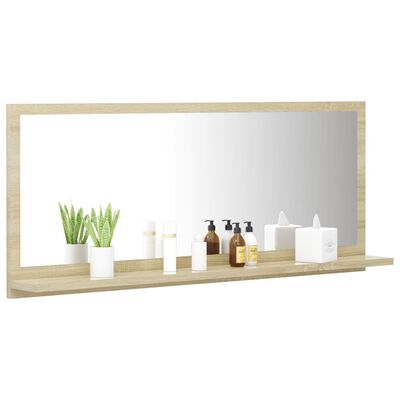 vidaXL Espelho de casa de banho 90x10,5x37 cm contraplacado carvalho