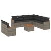 vidaXL 10 pcs conjunto sof&aacute;s de jardim c/ almofad&otilde;es vime PE cinzento
