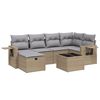 vidaXL 7 pcs conj. sof&aacute;s jardim c/ almofad&otilde;es vime PE bege misturado