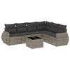 vidaXL 7 pcs conjunto sof&aacute;s p/ jardim c/ almofad&otilde;es vime PE cinzento