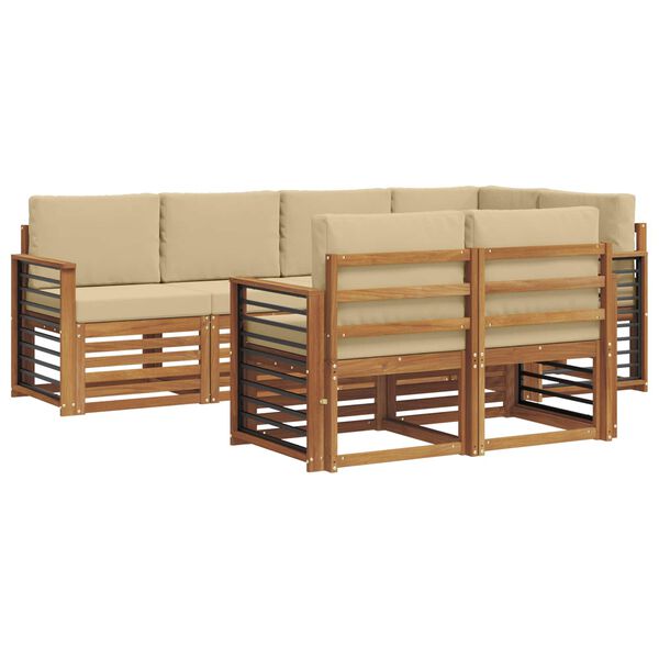 vidaXL Conjunto de Sof&aacute; Sectional com almofada 7 pcs Natural e Bege