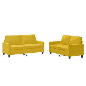 vidaXL 2 pcs conjunto de sof&aacute;s com almofad&otilde;es veludo amarelo