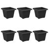 vidaXL Vaso Quadrado para Flores 6 pcs Preto 20 x 20 x 16 cm Pl&aacute;stico