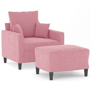 vidaXL Poltrona com apoio de p&eacute;s 60 cm veludo rosa