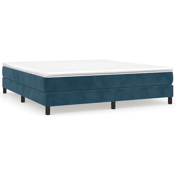 vidaXL Cama com molas/colch&atilde;o 180x200 cm veludo azul-escuro