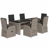vidaXL 7 pcs conjunto de jantar p/ jardim c/ almofad&otilde;es vime PE cinza