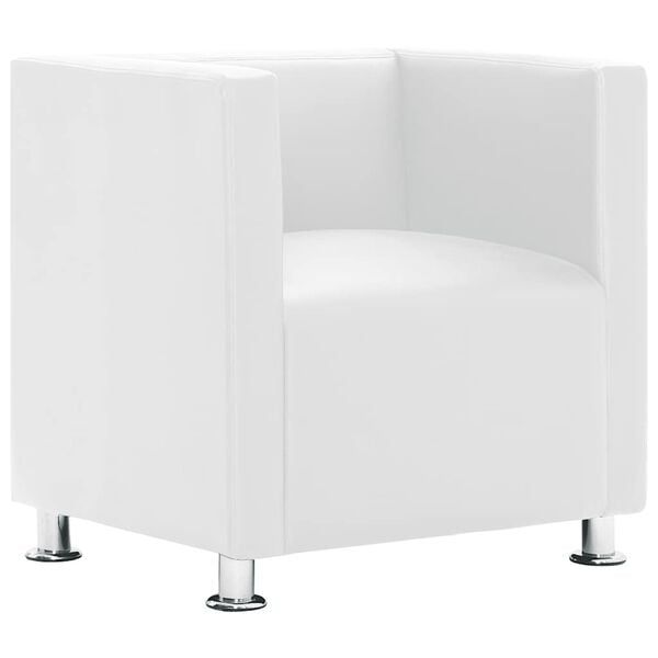 vidaXL Poltrona em forma de cubo couro artificial branco