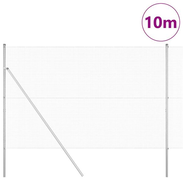 vidaXL Poste de Cerca Prateado 10 x 1,5 m (malha de 12 x 12 mm) A&ccedil;o