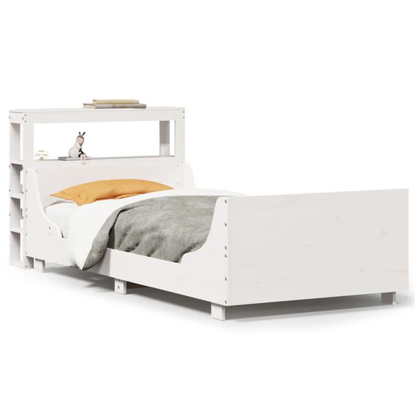 vidaXL Cama sem colch&atilde;o 90x190 cm madeira de pinho maci&ccedil;a branco