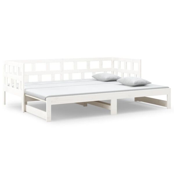 vidaXL Sof&aacute;-cama de puxar 2x(90x200) cm pinho maci&ccedil;o branco