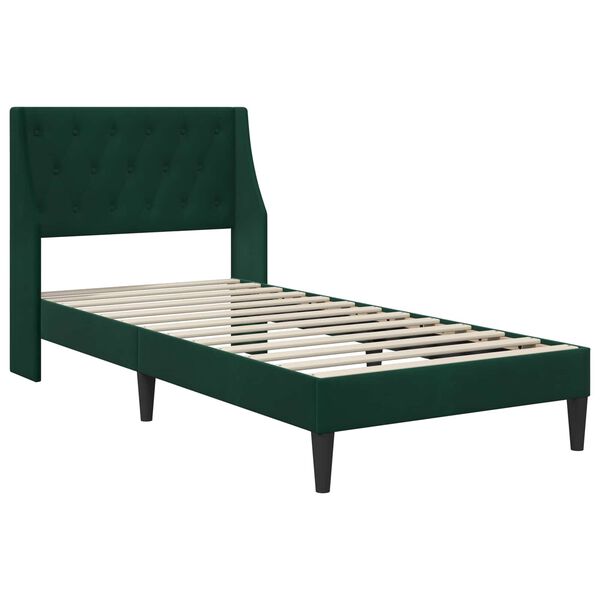 vidaXL Estrutura de cama com colch&atilde;o Verde Escuro 80 x 200 cm Veludo