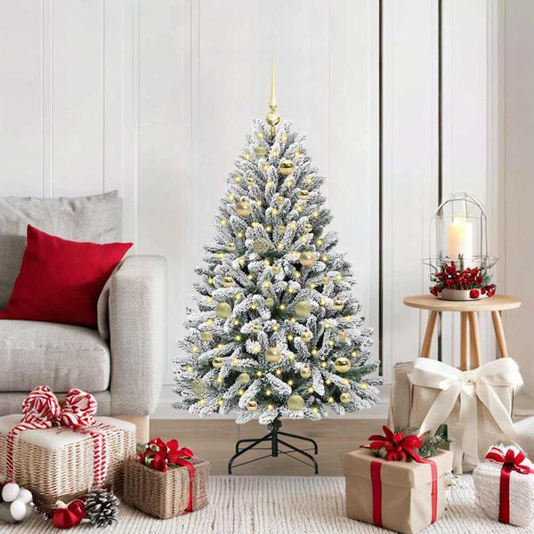 vidaXL Árvore de Natal Artificial Verde e Branco 120 cm PVC e Metal