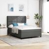 vidaXL Cama Box com colch&atilde;o Cinzento escuro 140 x 190 cm tecido
