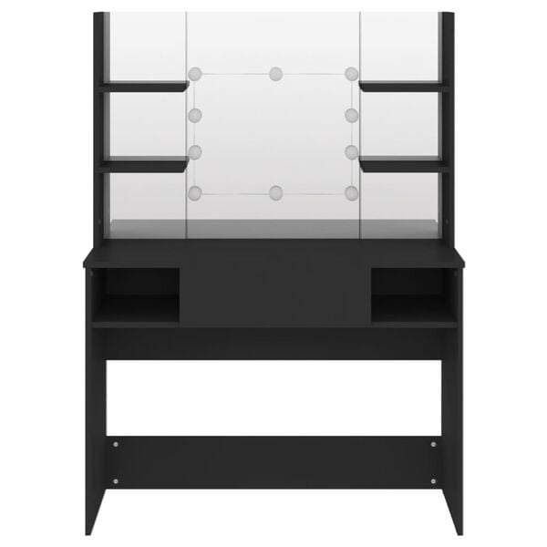 vidaXL Mesa de maquilhagem c/ luzes LED 100x40x135 cm MDF preto