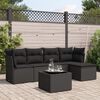 vidaXL 6 pcs conjunto sof&aacute;s de jardim c/ almofad&otilde;es vime PE preto