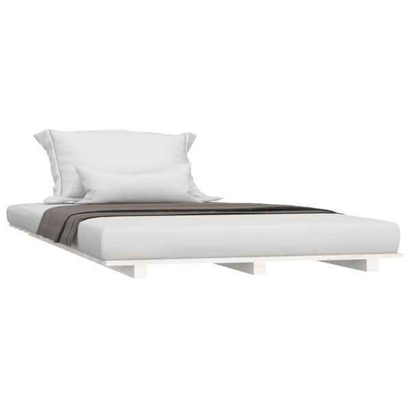 vidaXL Estrutura de cama 90x190 cm madeira de pinho maciça branco