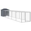 vidaXL Galinheiro com anexo 117x609x123 cm a&ccedil;o galvanizado antracite