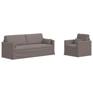 vidaXL Conjunto de Sof&aacute;s 2 unid. Cinzento-acastanhado tecido