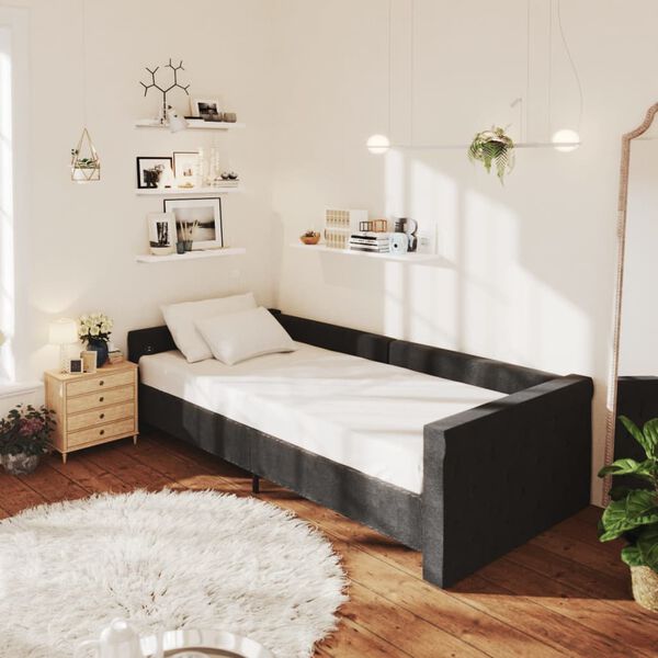 vidaXL Sof&aacute;-cama c/ sa&iacute;da USB 90x200 cm tecido preto
