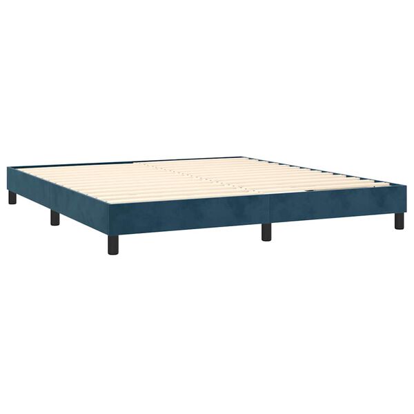 vidaXL Cama com molas/colch&atilde;o 180x200 cm veludo azul-escuro