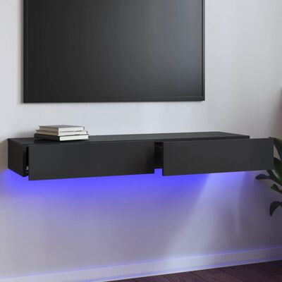 vidaXL Móvel de TV com luzes LED 120x35x15,5 cm alto brilho cinzento