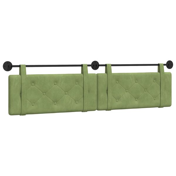 vidaXL Cabeceira Suspensa Verde Claro 210 x 55 x 5 cm Veludo