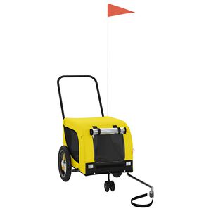 vidaXL Reboque bicicleta p/ animais tecido oxford/ferro amarelo/preto