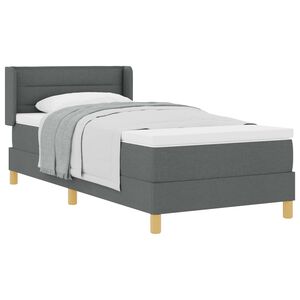 vidaXL Cama com Estrado com colch&atilde;o Cinzento escuro 90 x 200 cm tecido