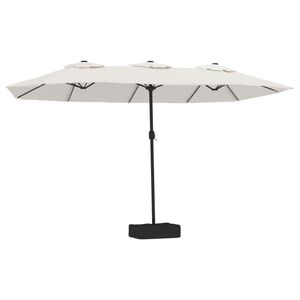 vidaXL Guarda-sol com cabe&ccedil;a dupla 449x265 cm branco areia