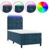 vidaXL Cama box spring c/ colch&atilde;o/LED 90x190 cm veludo azul-escuro