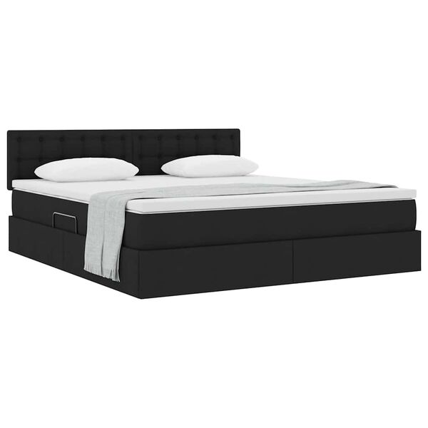 vidaXL Cama com arruma&ccedil;&atilde;o e colch&atilde;o com colch&atilde;o Preto 160 x 200 cm
