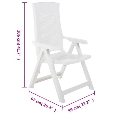 vidaXL Cadeiras de jardim reclináveis 2 pcs plástico branco