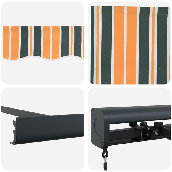 vidaXL Toldo Retr&aacute;til Verde e Amarelo 300 x 250 cm Tecido e Metal