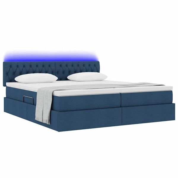 vidaXL Cama com luzes de tira LED Azul 180 x 200 cm tecido