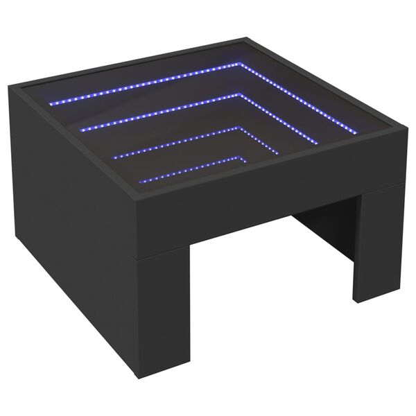 vidaXL Mesa de centro luzes LED Infinity 50x50x30 cm preto