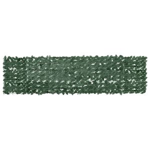 vidaXL Tela de varanda com folhas verde-escuras 300x75 cm
