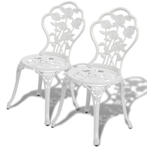 vidaXL Cadeiras de bistr&ocirc; 2 pcs alum&iacute;nio fundido branco