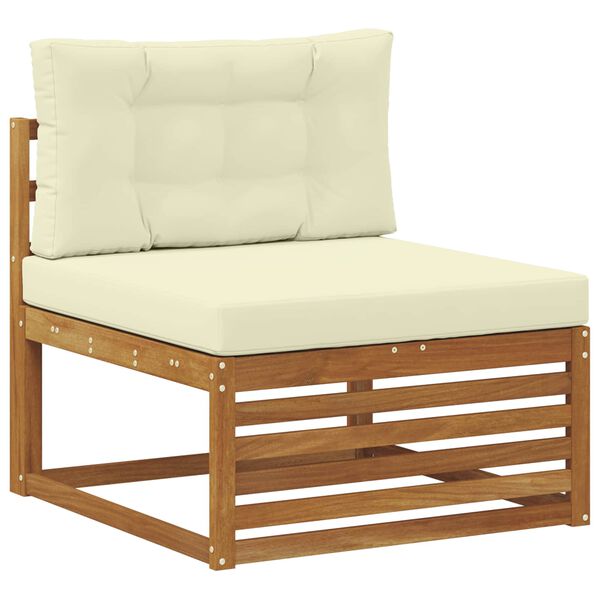 vidaXL Conjunto de Sof&aacute;s para Exterior 5 Pe&ccedil;a Natural e Creme