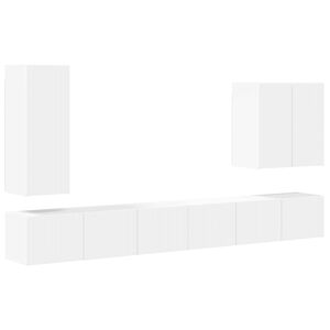 vidaXL Conjunto de Gabinete de Parede para TV 6 pcs Branco