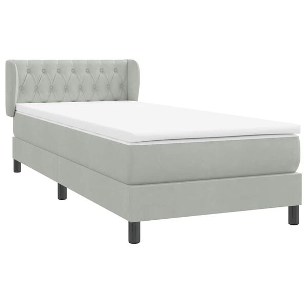vidaXL Cama box spring com colch&atilde;o 100x210 cm veludo cinzento claro