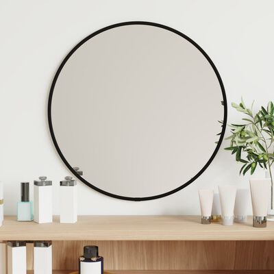vidaXL Espelho de parede Ø40 cm redondo preto