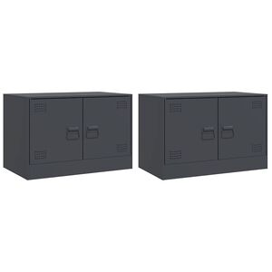 vidaXL M&oacute;veis de TV 2 pcs 67x39x44 cm a&ccedil;o antracite