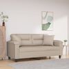 vidaXL Sof&aacute; 2 lugares c/ almofad&otilde;es 140 cm tecido microfibra cor creme