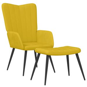 vidaXL Cadeira de descanso com banco veludo amarelo mostarda